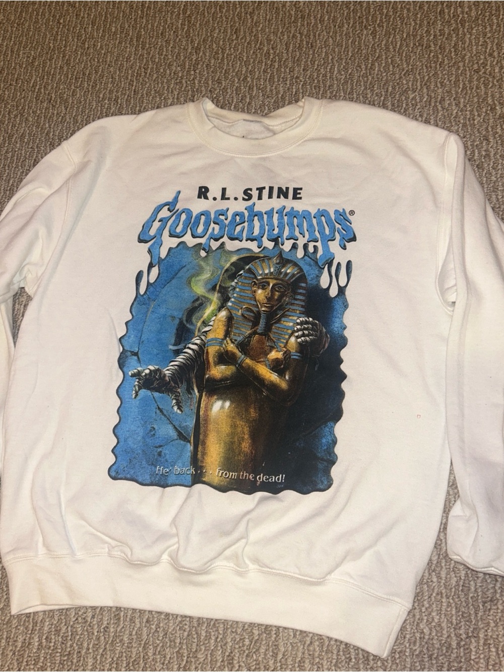 R.L. Stine Goosebumps White Graphic Sweatshirt